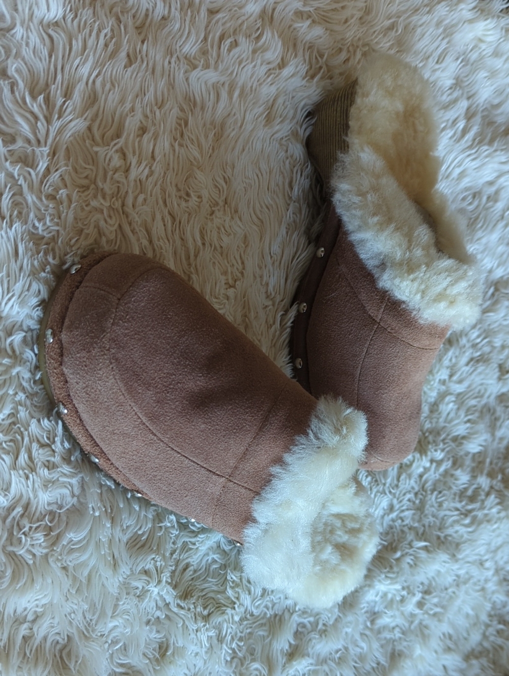 Cozy Faux Shearling Clog Mules — Chestnut